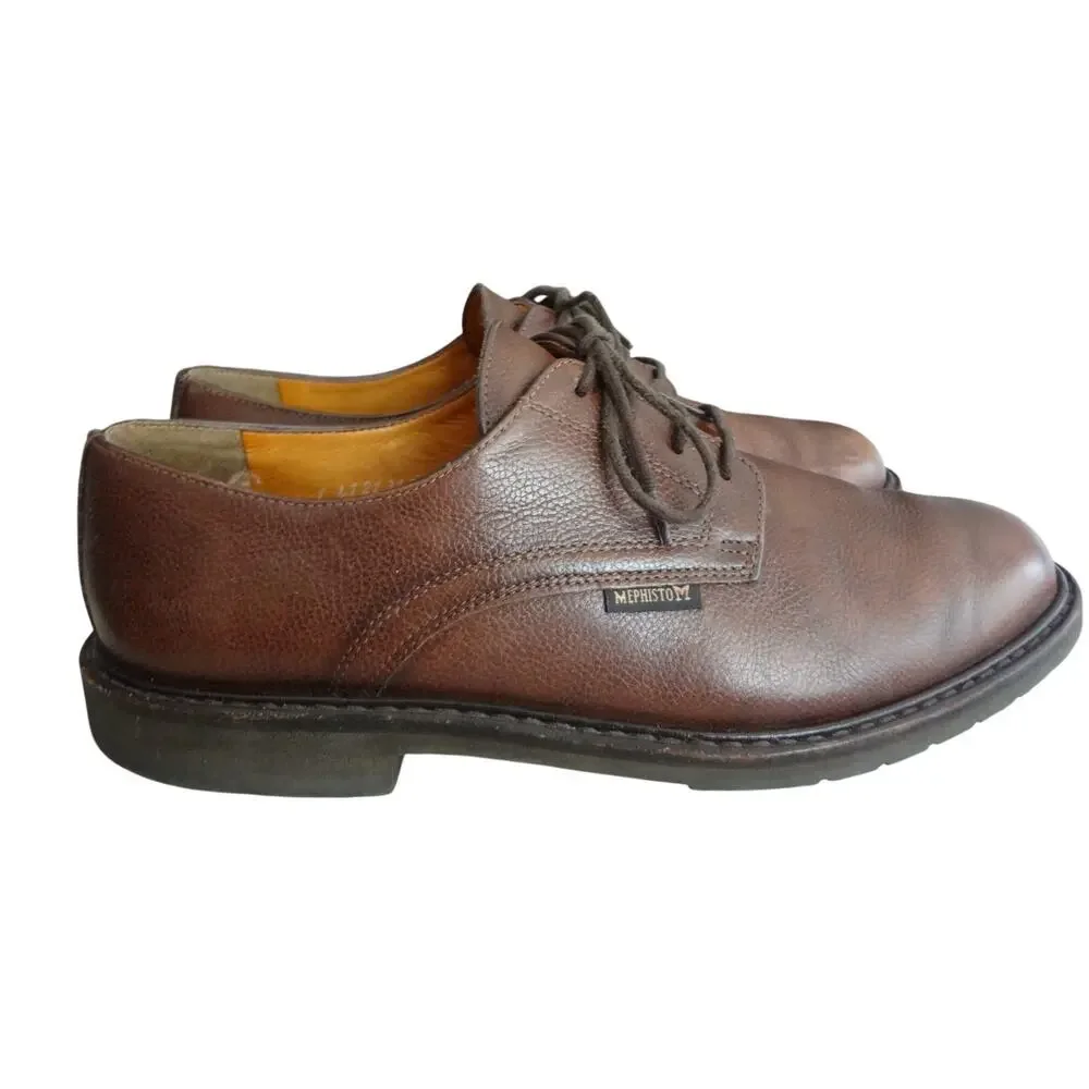 Mephisto Marlon Dress Shoes Men 9 Brown Pebble Leather Air Relax Goodyear Oxford